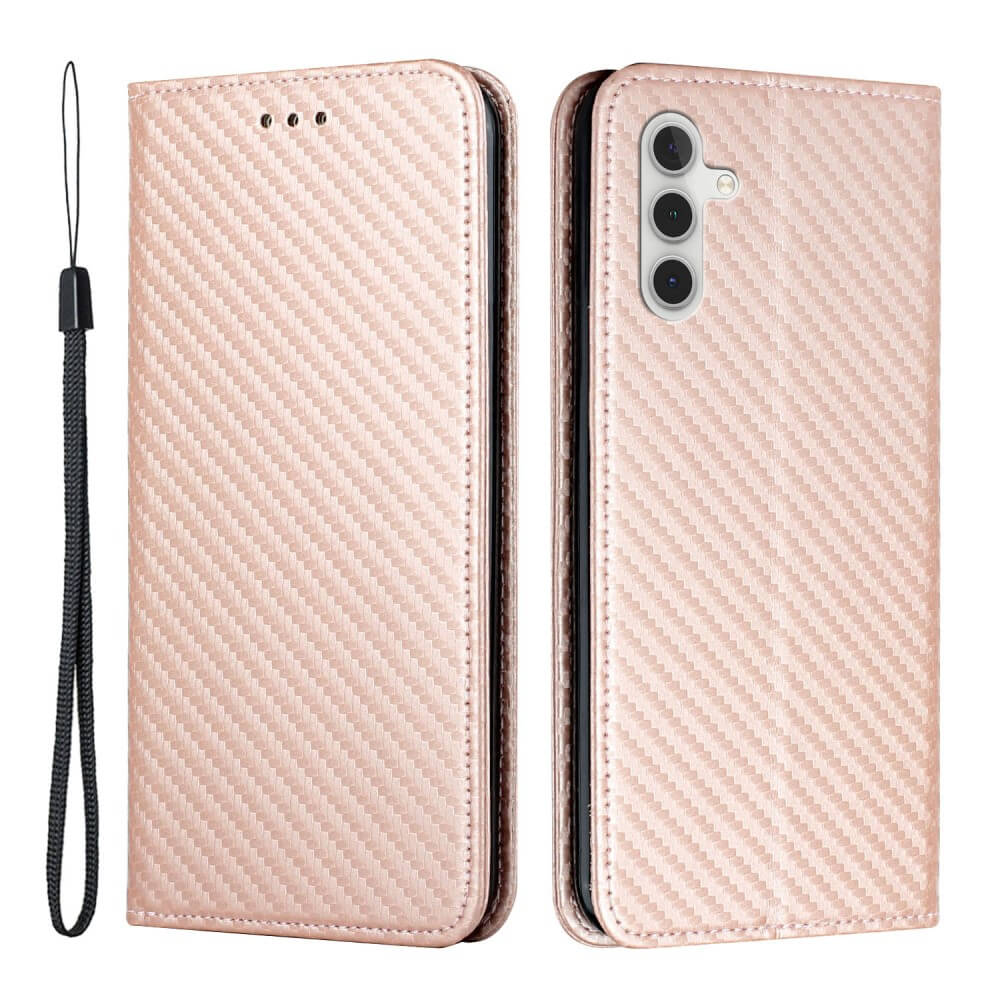 Galaxy A54 - Custodia flip look carbone