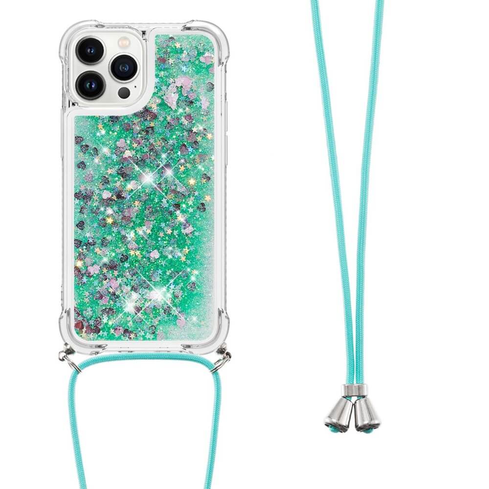 iPhone 15 Pro Max - Coque Paillettes Avec Bandouliã¨Re