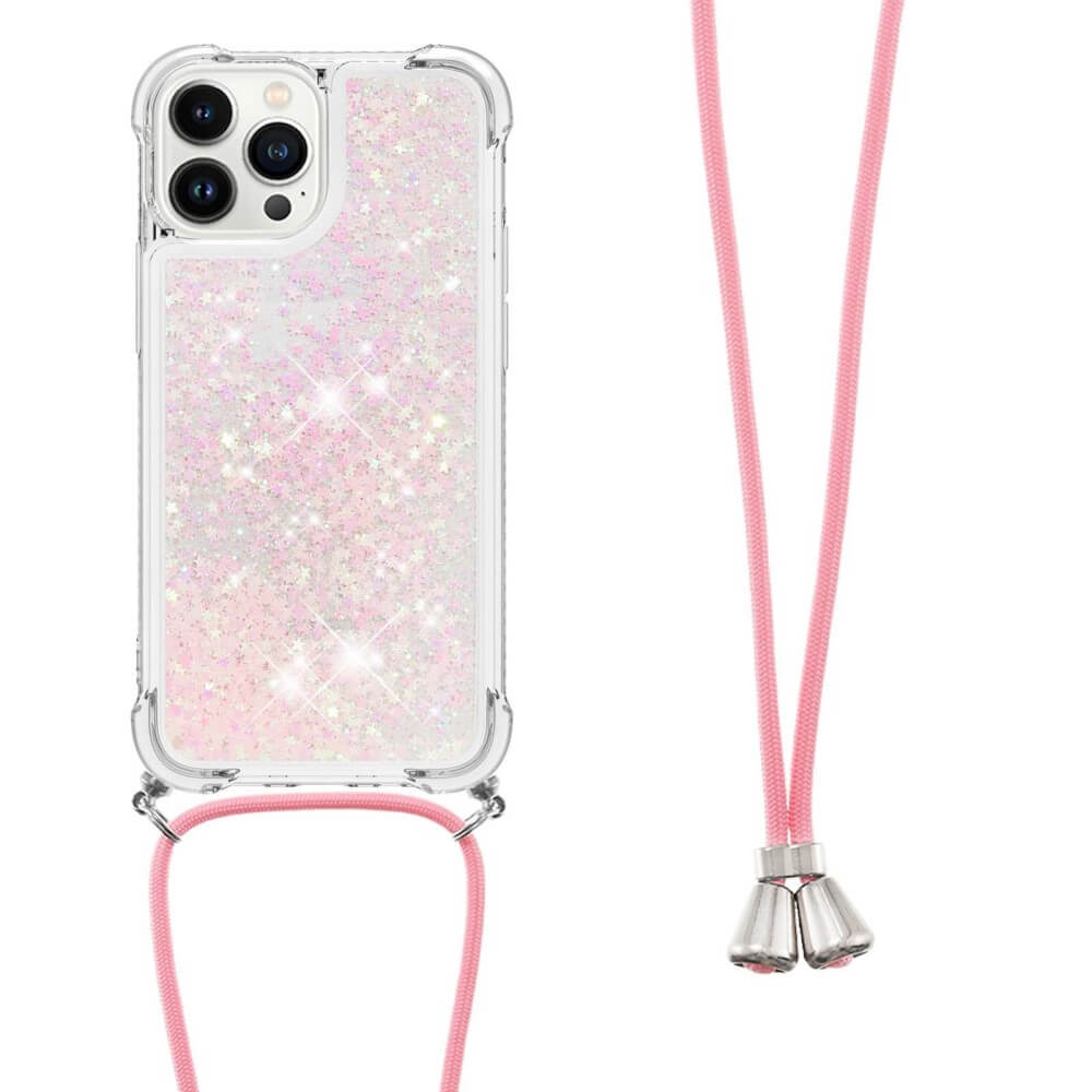 iPhone 15 Pro Max - Coque Paillettes Avec Bandouliã¨Re