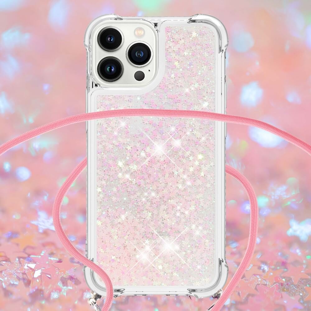 iPhone 15 Pro Max - Coque Paillettes Avec Bandouliã¨Re