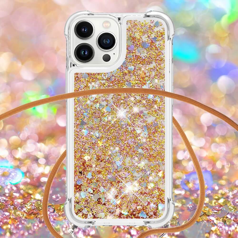 iPhone 15 Pro Max - Coque Paillettes Avec Bandouliã¨Re
