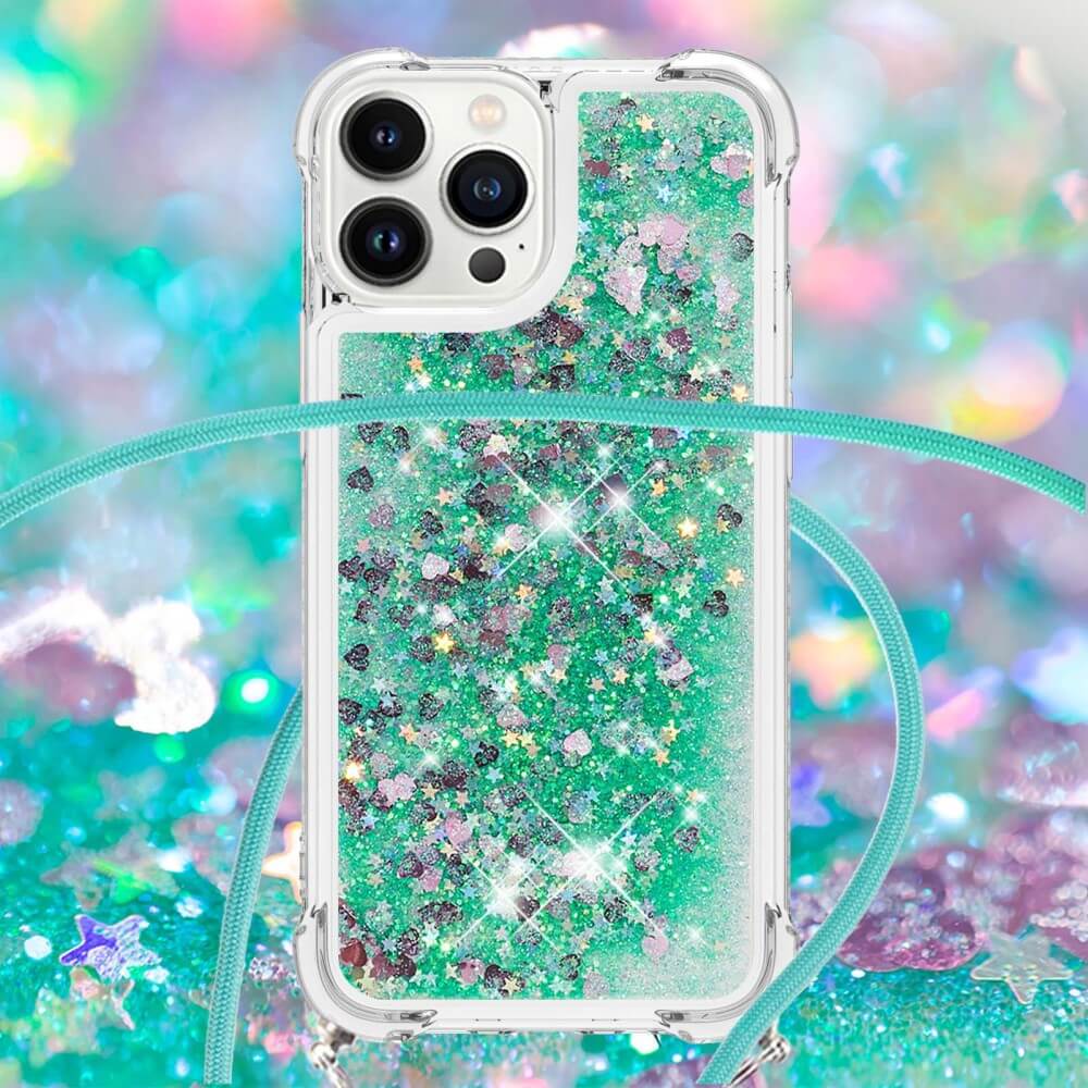 iPhone 15 Pro - Glitter Custodia con cordino