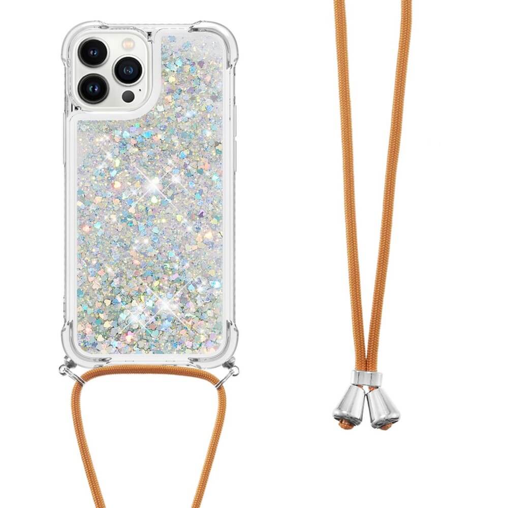 iPhone 15 Pro - Glitter Custodia con cordino