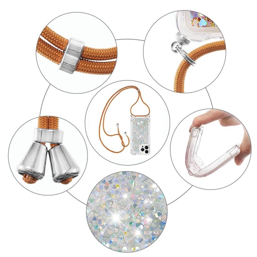 iPhone 15 Pro - Glitter Custodia con cordino
