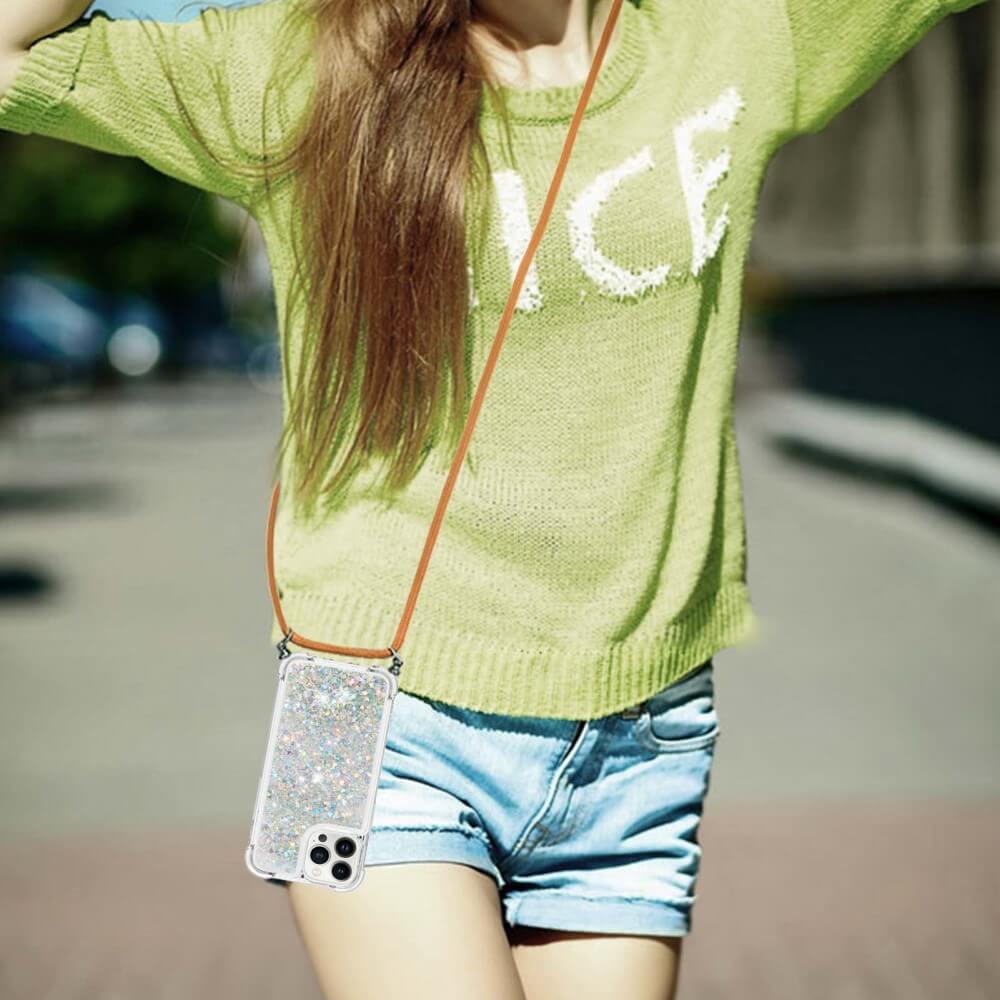 iPhone 15 Pro - Glitter Custodia con cordino