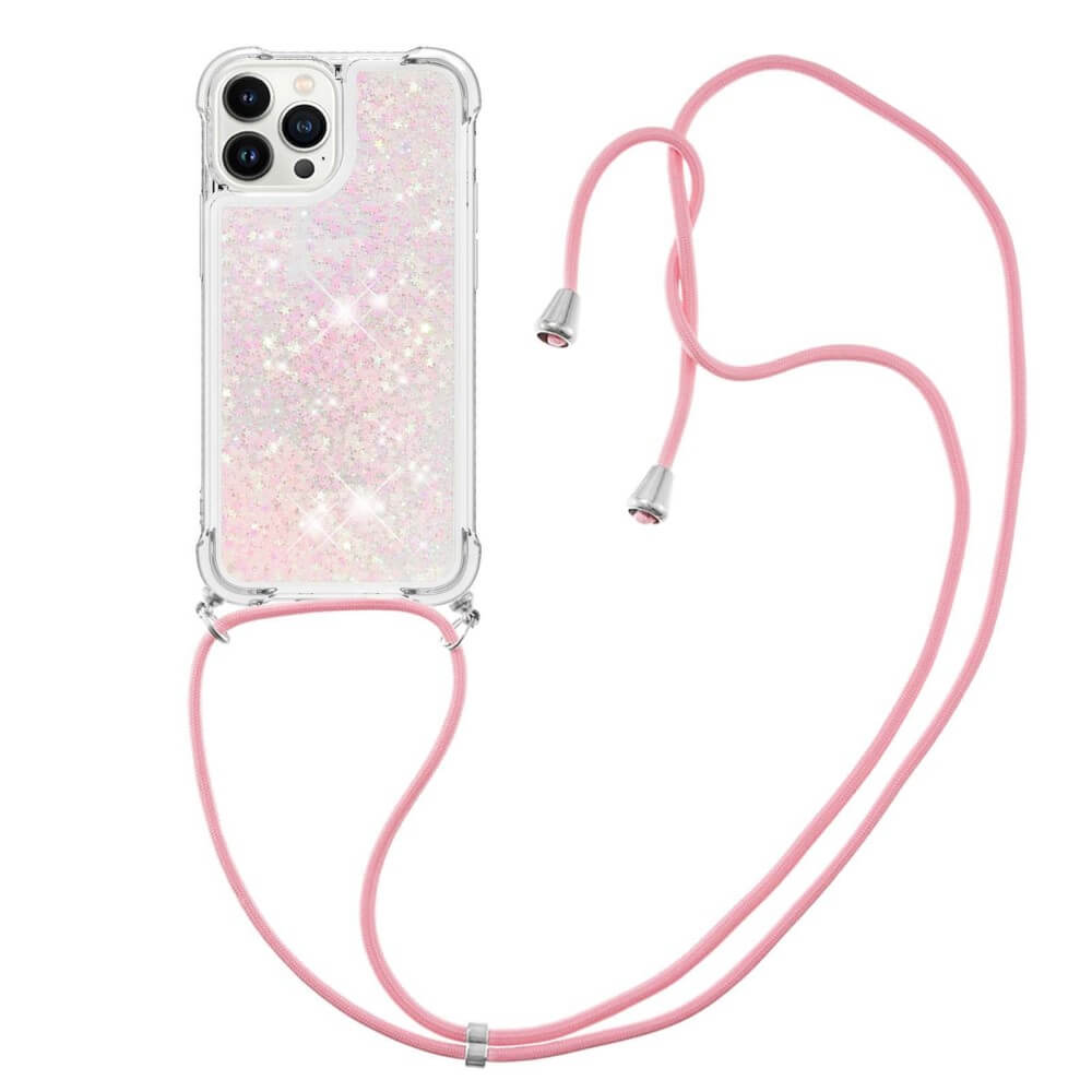 iPhone 15 Pro - Glitter Custodia con cordino