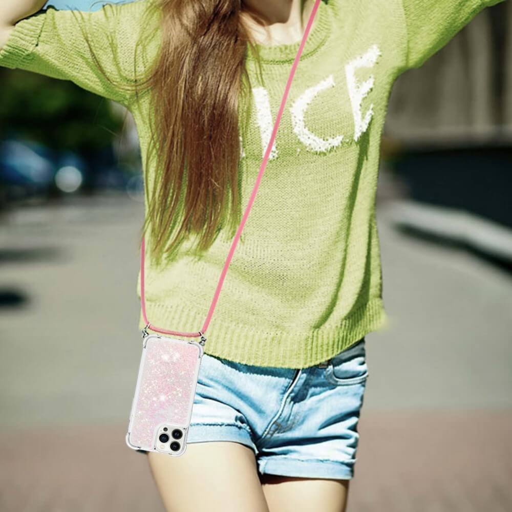iPhone 15 Pro - Glitter Custodia con cordino