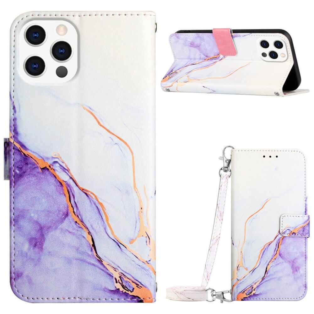iPhone 15 Pro - Etui Hülle mit Umhängeband Marble