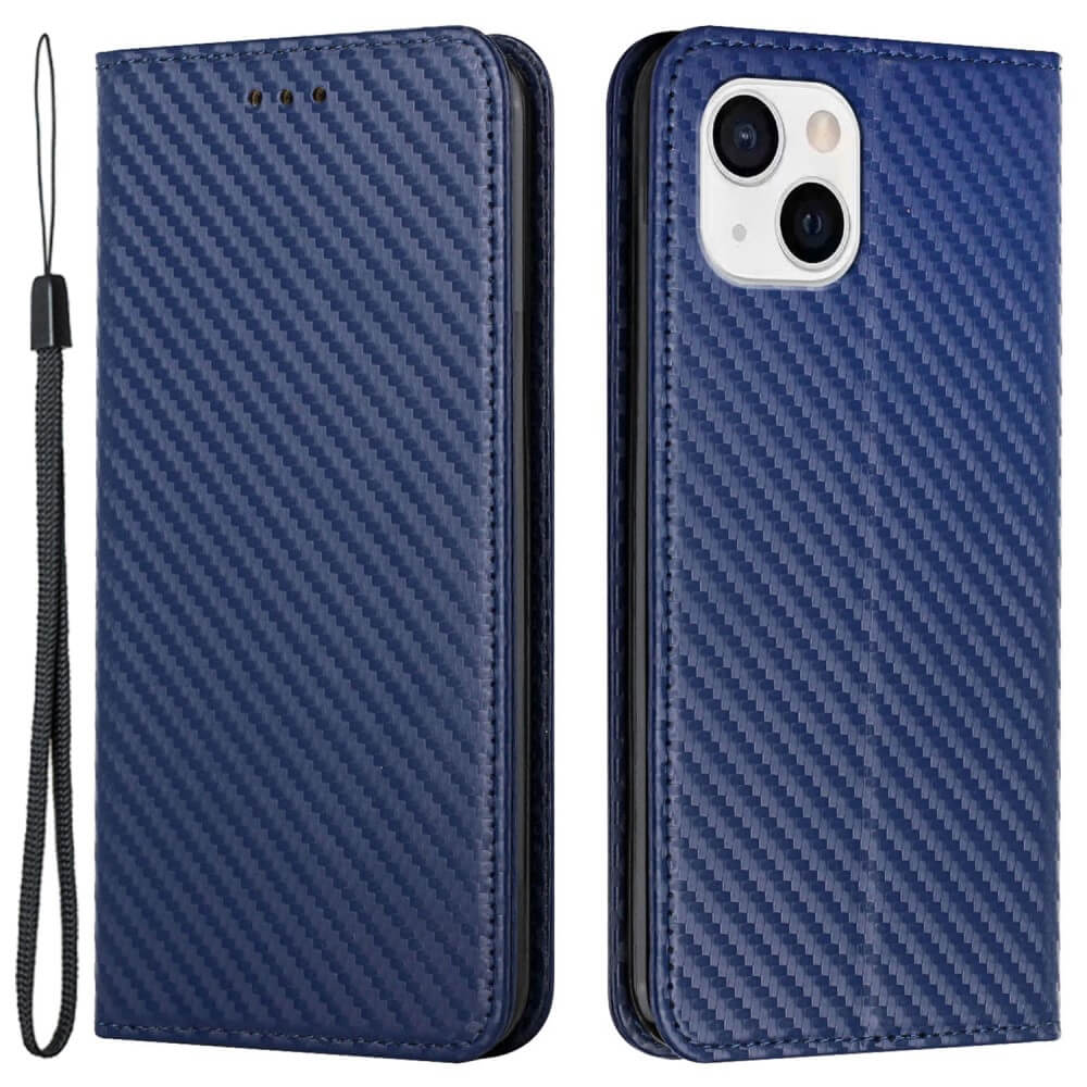 iPhone 15 Plus - Custodia Flip Carbon Look