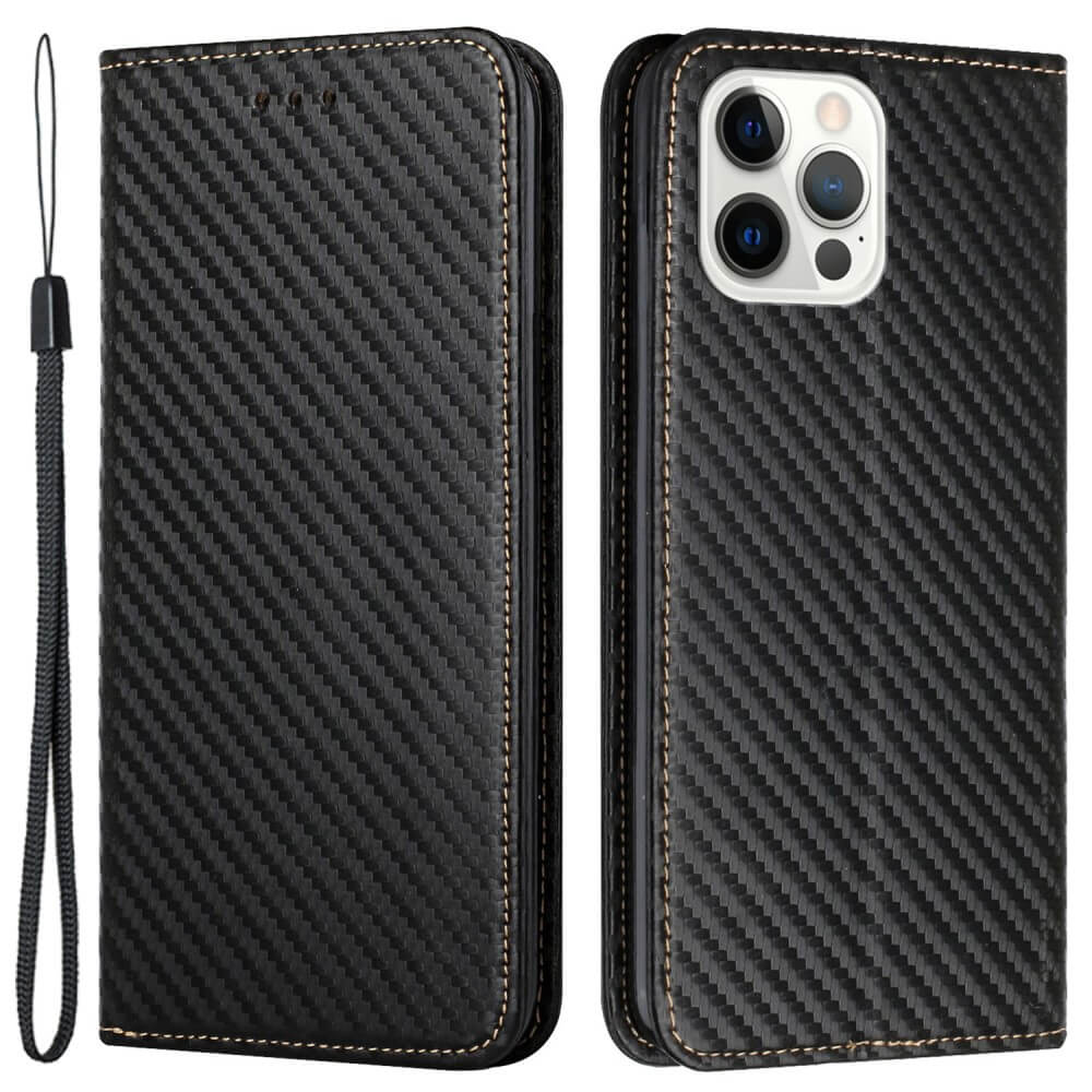 iPhone 15 Pro Max - Carbon Look Flip Case Hülle