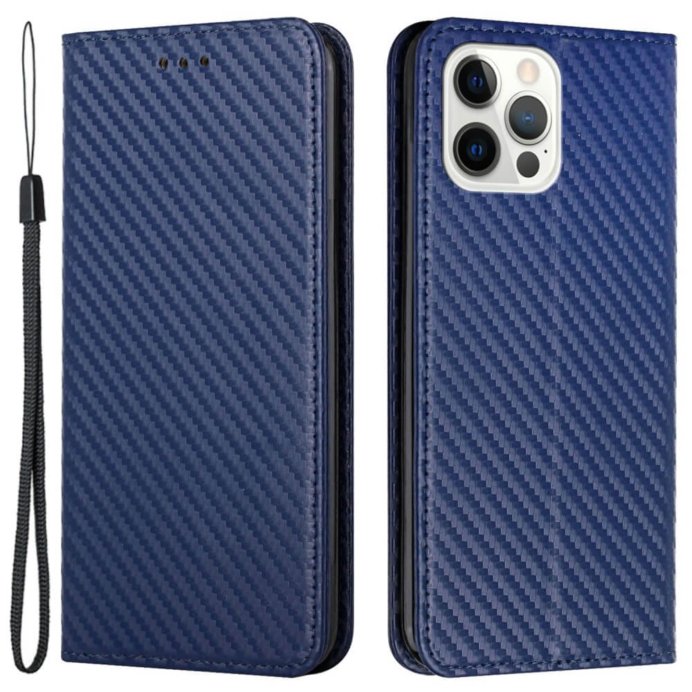 iPhone 15 Pro - Etui Flip Look carbone