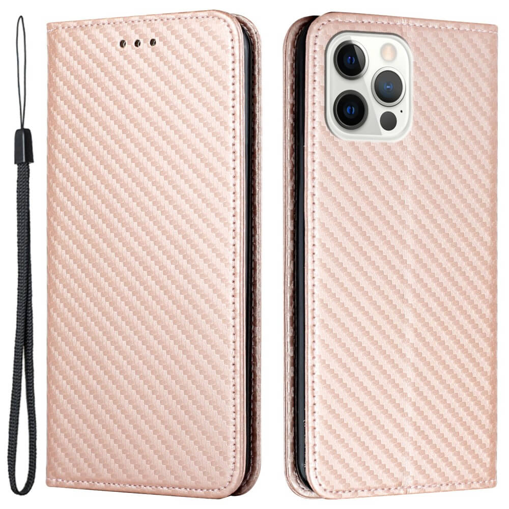 iPhone 15 Pro - Etui Flip Look carbone