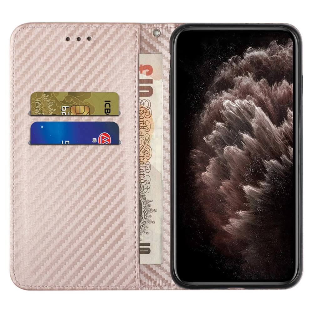 iPhone 15 Pro - Etui Flip Look carbone