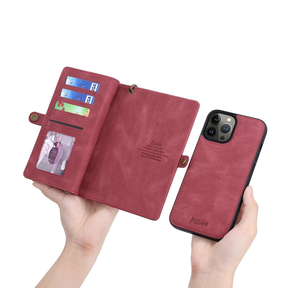 iPhone 15 Pro Max - Megshi 2-1 portefeuilles coque