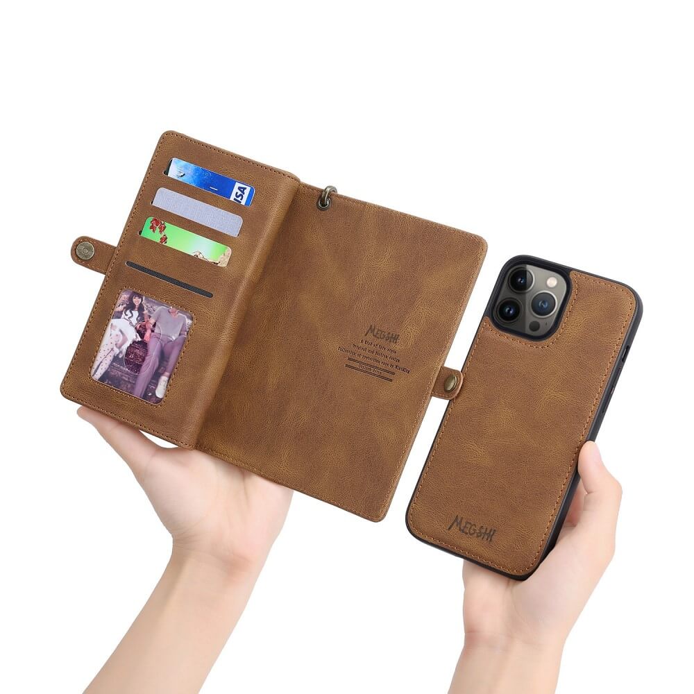 iPhone 15 Pro Max - Megshi 2-1 portefeuilles coque