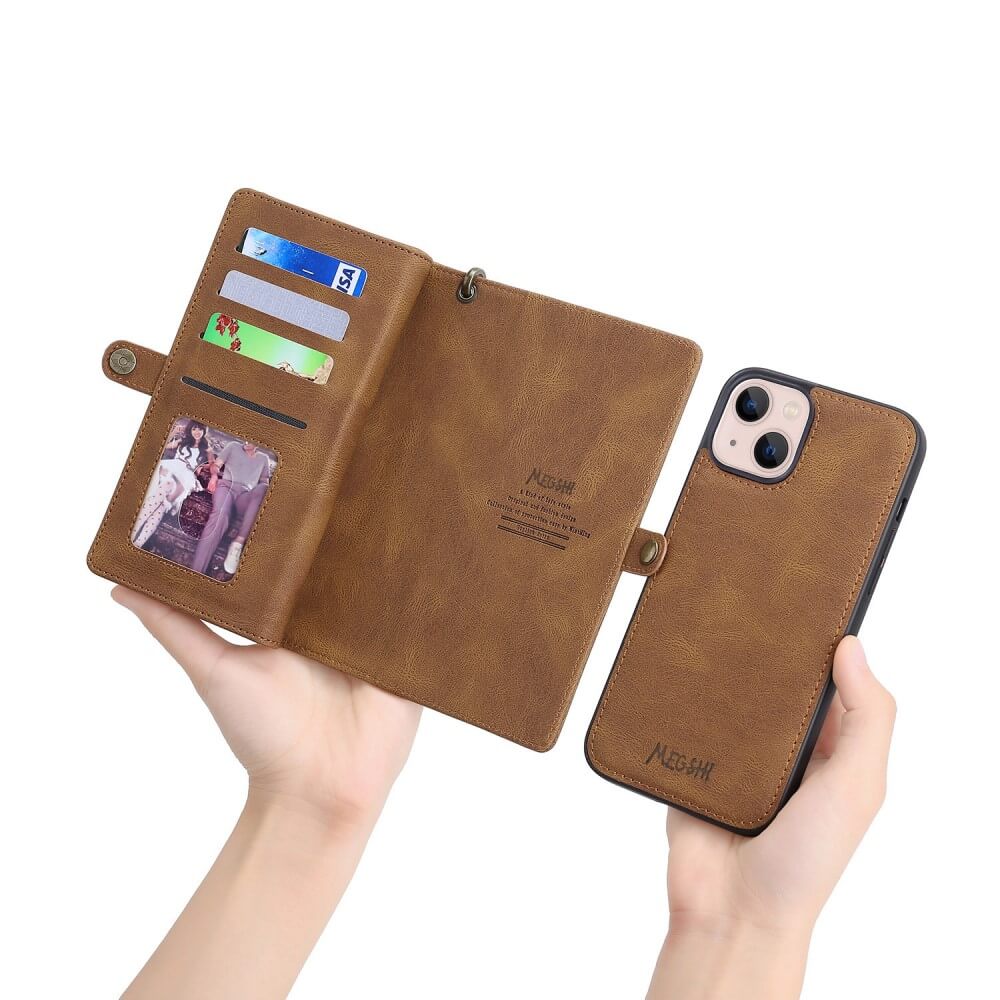 iPhone 15 - Megshi 2-1 Brieftaschen Hülle