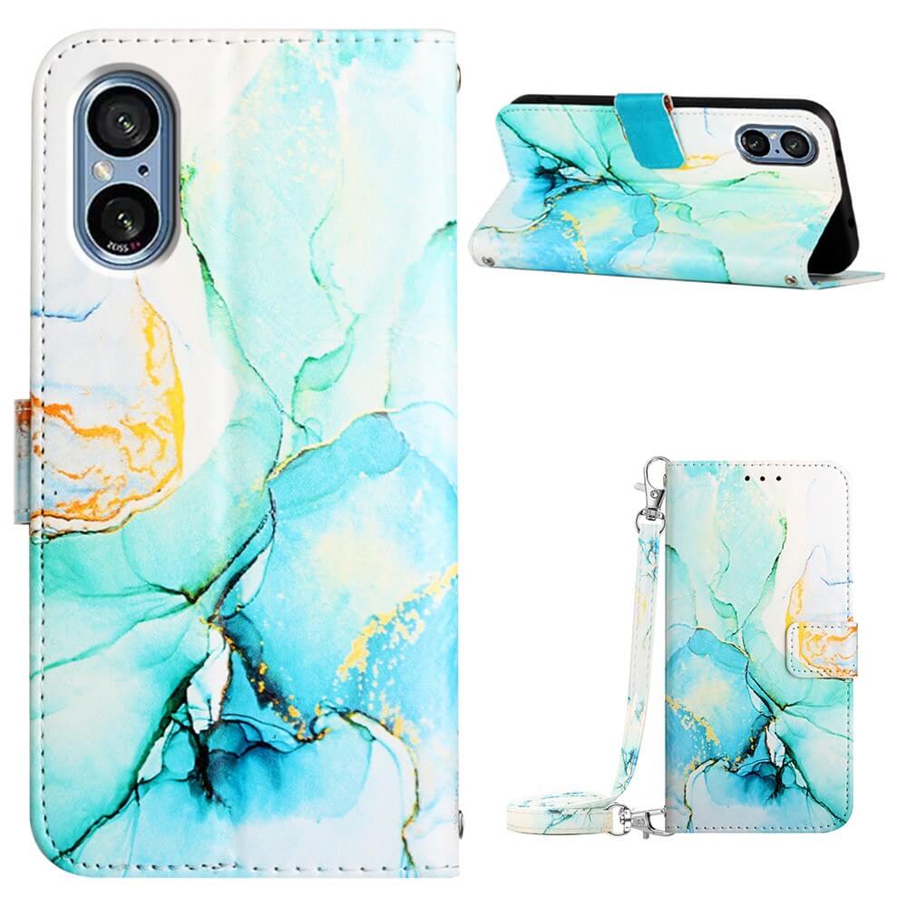 Sony Xperia 5 V - Etui Coque Avec Bandouliã¨Re Marble
