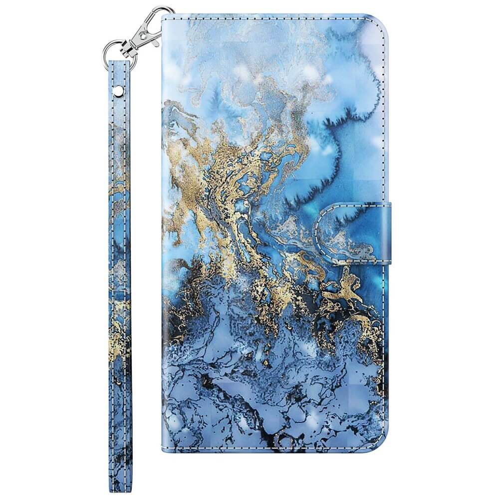 Galaxy S24+ - Etui Glitzer Effekt Marble blau