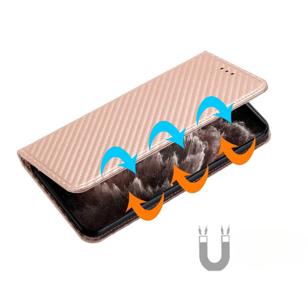 Xiaomi Poco C65 / Redmi 13c – Custodia flip con effetto carbonio
