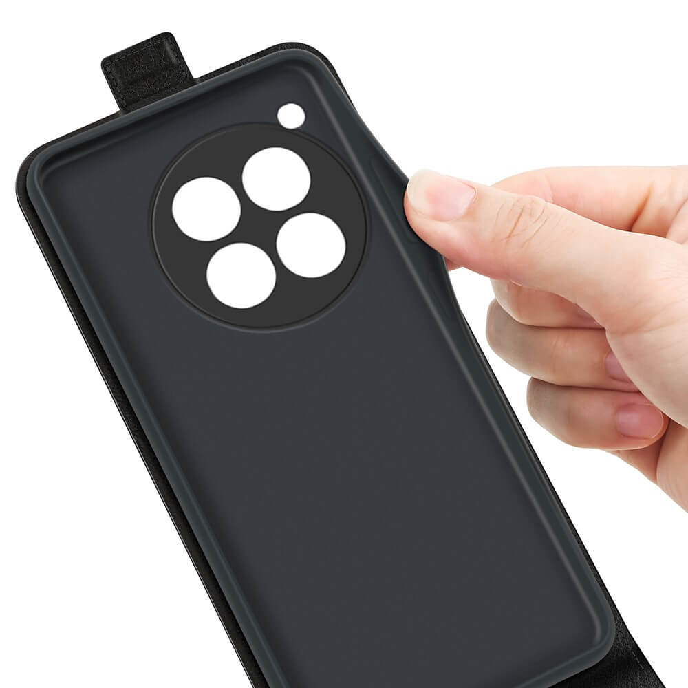 OnePlus 12 - Klassisches Flip Case vertikal schwarz
