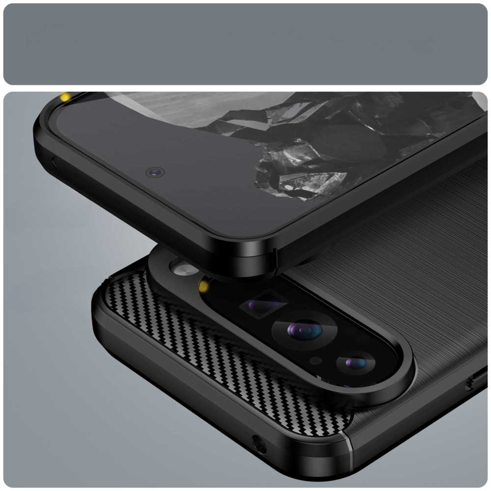 Google Pixel 9 Pro XL - Coque look métal carbone