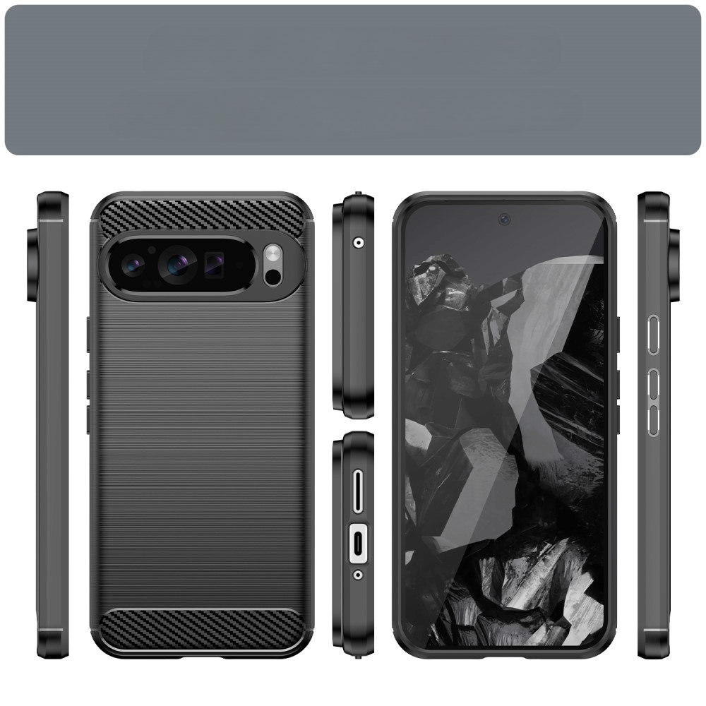 Google Pixel 9 Pro XL - Coque look métal carbone