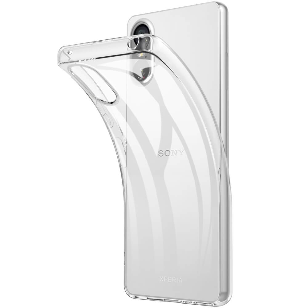 Die transparente Cover-Discount Silikon Gummi Hülle für Sony Xperia 10 VI schützt Rückseite und Kamera passgenau, ohne das schlichte Design des weißen Modells zu verdecken.