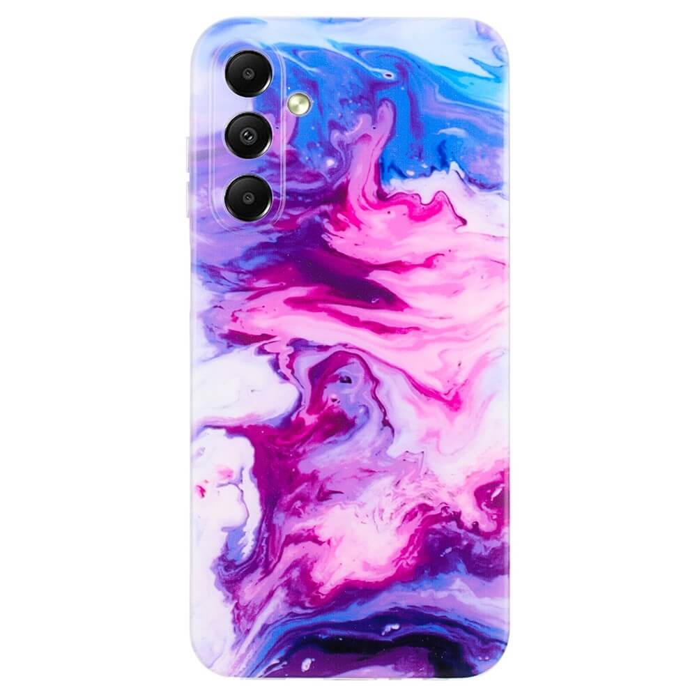 Die Cover-Discount Galaxy A55 - Handyhülle Marble hat ein elegantes Marmordesign in Pink, Lila, Blau und Weiß mit drei Aussparungen für das Kameraobjektiv - perfekt, um Ihrem Galaxy A55 Eleganz zu verleihen.