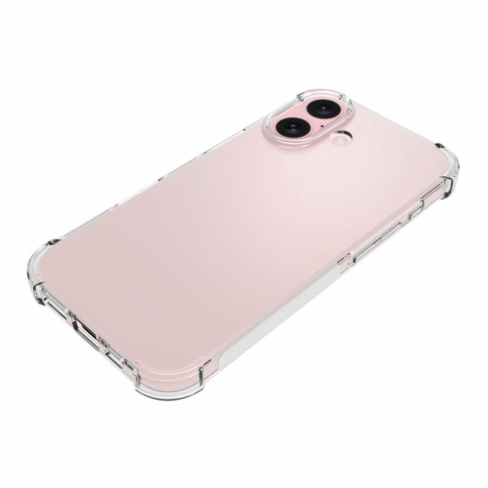 Das Cover-Discount iPhone 16 - Drop Protection Silikon Case, hier in pinkfarbenem TPU-Material aus der schrägen Rückansicht, bietet zuverlässigen Fallschutz.
