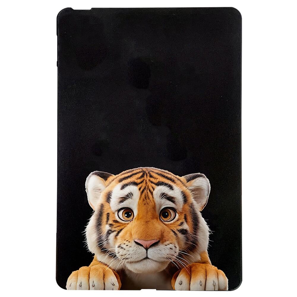 Ein Cartoon-Tigerbaby mit großen Augen und Pfoten ziert die Cover-Discount Kindle Paperwhite 2024 - Schutzhülle TPU mit Motiv und bietet flexiblen Rundumschutz für Ihren E-Reader.