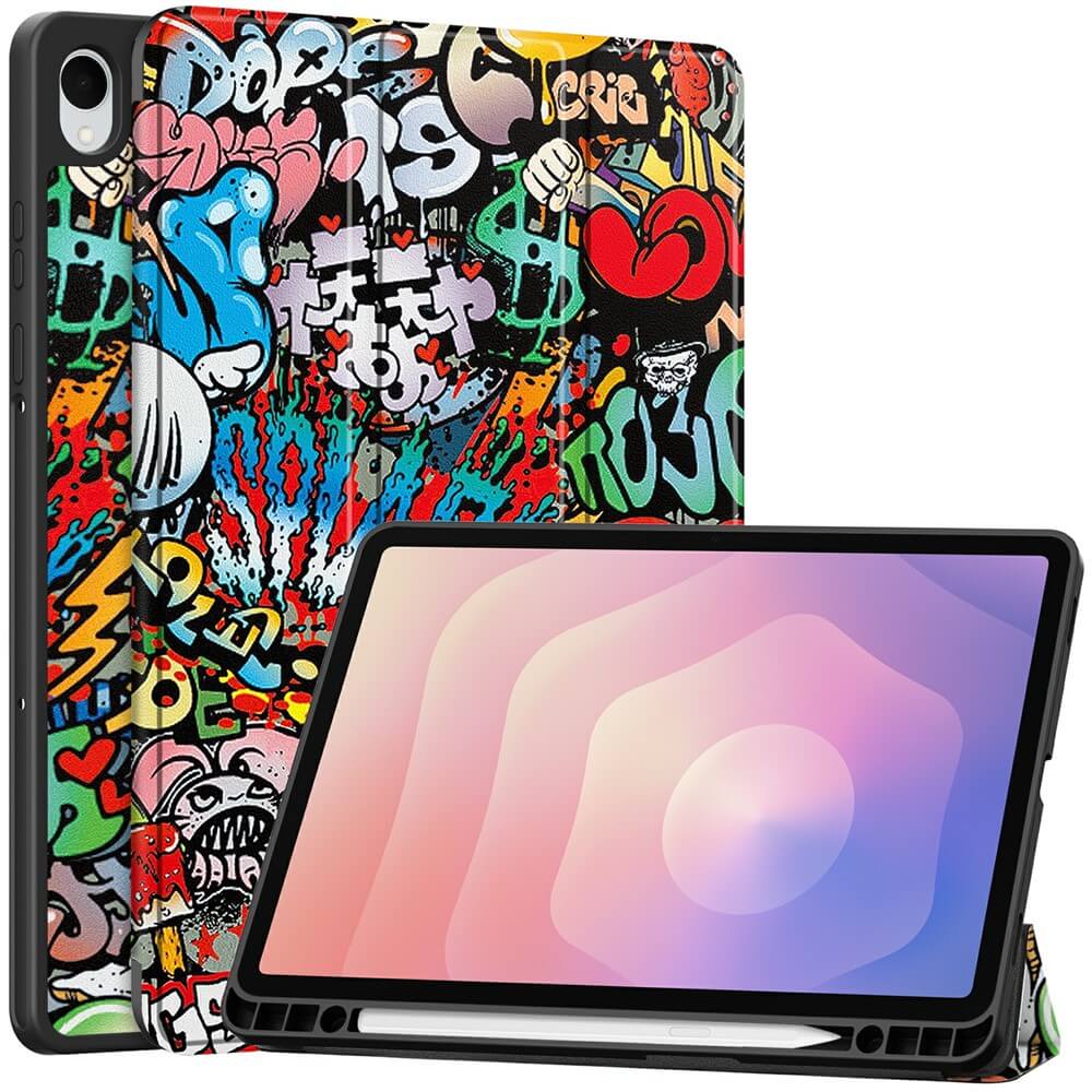 Galaxy Tab S11 - Tri-Fold Case with pencil holder and motif