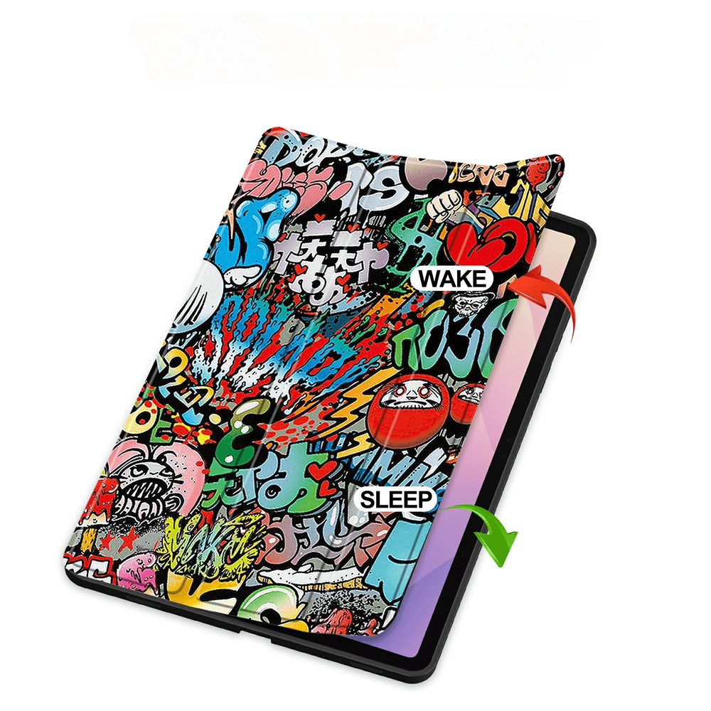Galaxy Tab S11 - Tri-Fold Case with pencil holder and motif