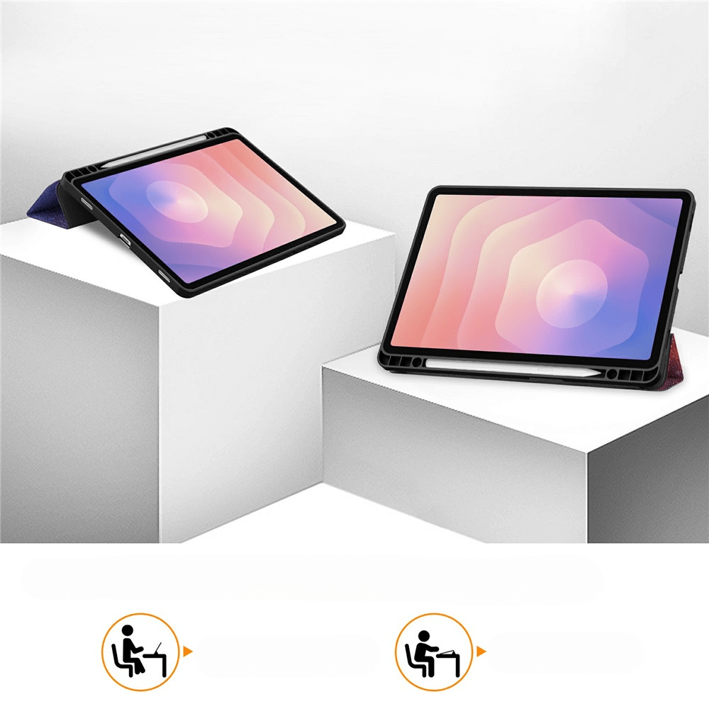 Galaxy Tab S11 - Tri-Fold Case with pencil holder and motif