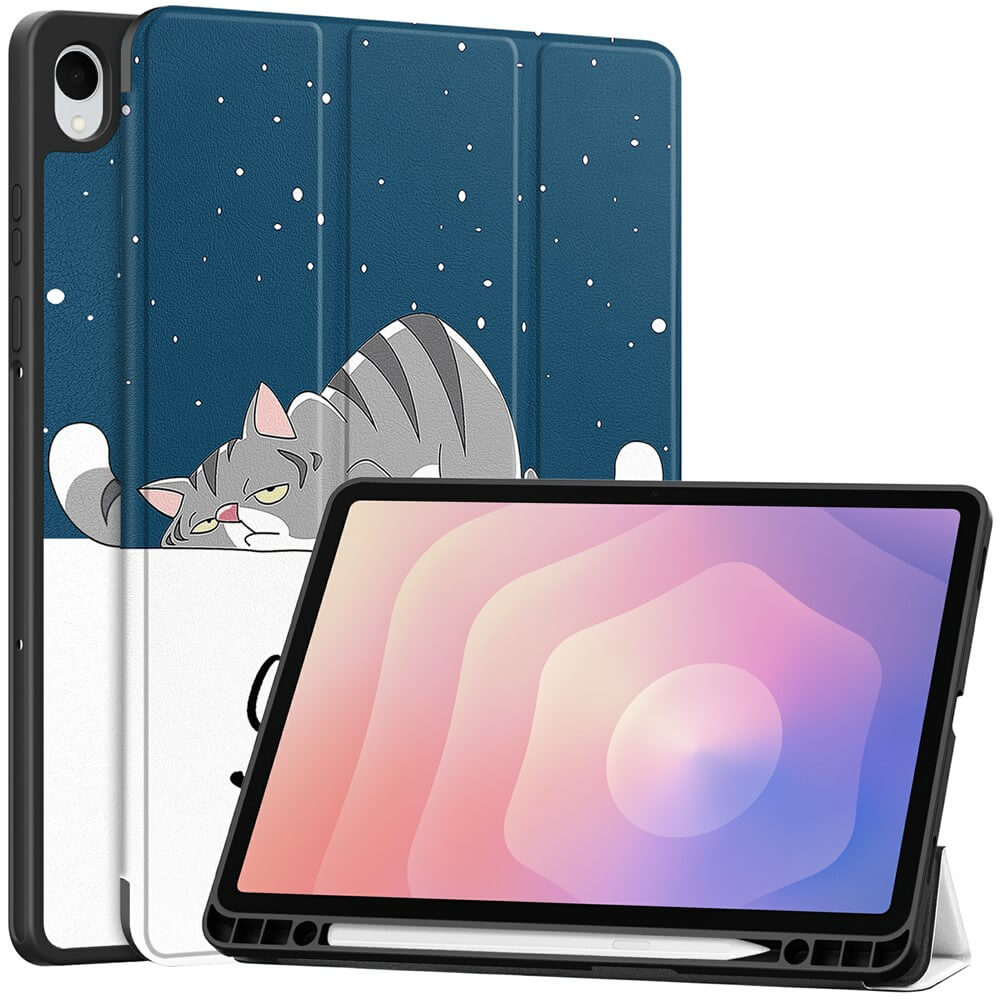 Galaxy Tab S11 - Tri-Fold Case with pencil holder and motif