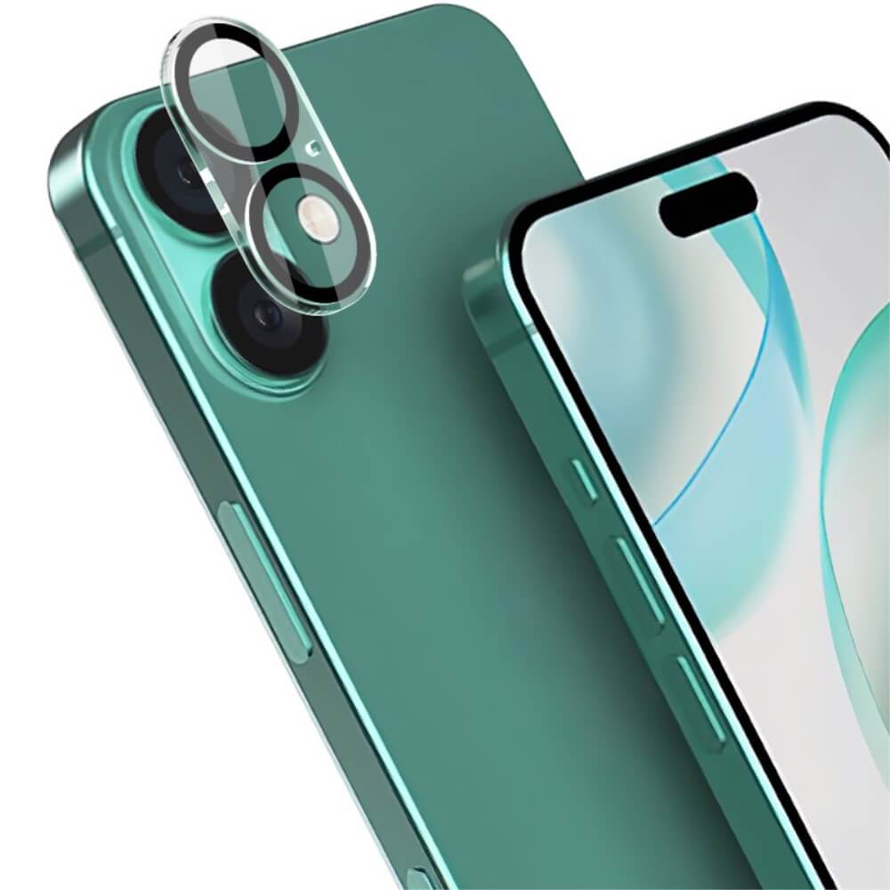 Das Imak iPhone 16 / 16 Plus Panzerglas bietet hochtransparenten Acryl-Kameraschutz, zwei Rückkameras, einen Bildschirm mit gebogenen blauen Akzenten und eine oleophobe Beschichtung für optimalen Schutz.