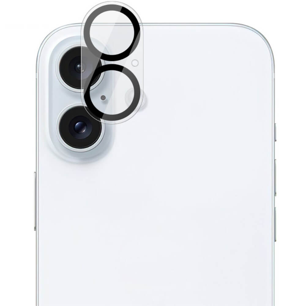 Die hochtransparente Imak Panzerglas Kamera-Abdeckung schützt die Dual-Kameras deines weißen iPhone 16 / 16 Plus, während eine oleophobe Schicht Fingerabdrücke und Schmutz abwehrt.