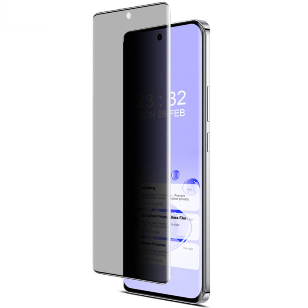 Ein Smartphone wie das OPPO Reno12 5G kann mit dem Cover-Discount IMAK Panzerglas Display Privacy Anti-Spy-Displayschutz für verbesserten Display-Datenschutz ausgestattet werden.