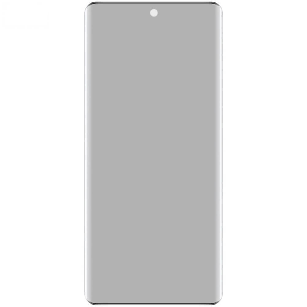 Ein leerer Smartphone-Bildschirm mit schmalen Rändern und einer zentrierten Top-Kamera, perfekt für die Anzeige des Cover-Discount OPPO Reno12 5G mit IMAK Panzerglas Display Privacy Anti-Spy.