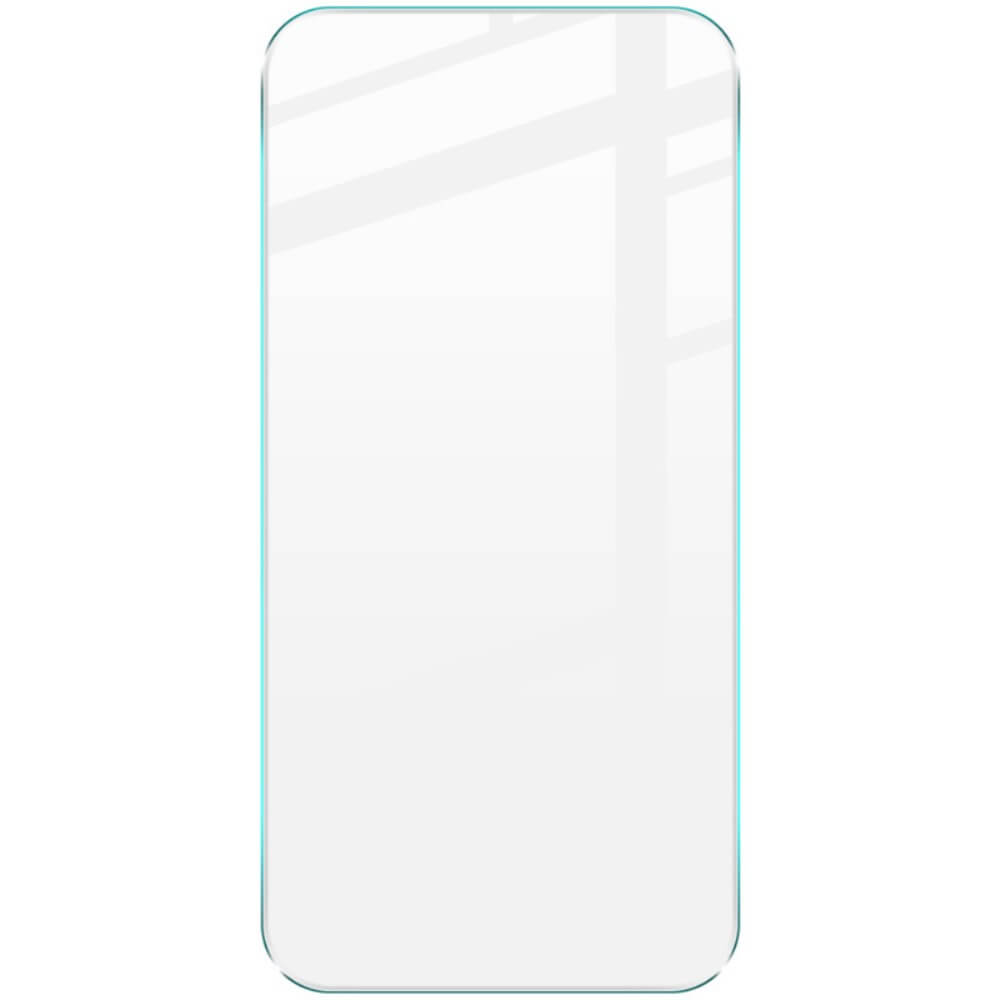 Das Imak iPhone 16 Pro Max – IMAK Panzerglas Display ist ein leerer, rechteckiger 3D-Displayschutz mit abgerundeten Kanten, der hochempfindlichen Displayschutz auf weißem Hintergrund bietet.