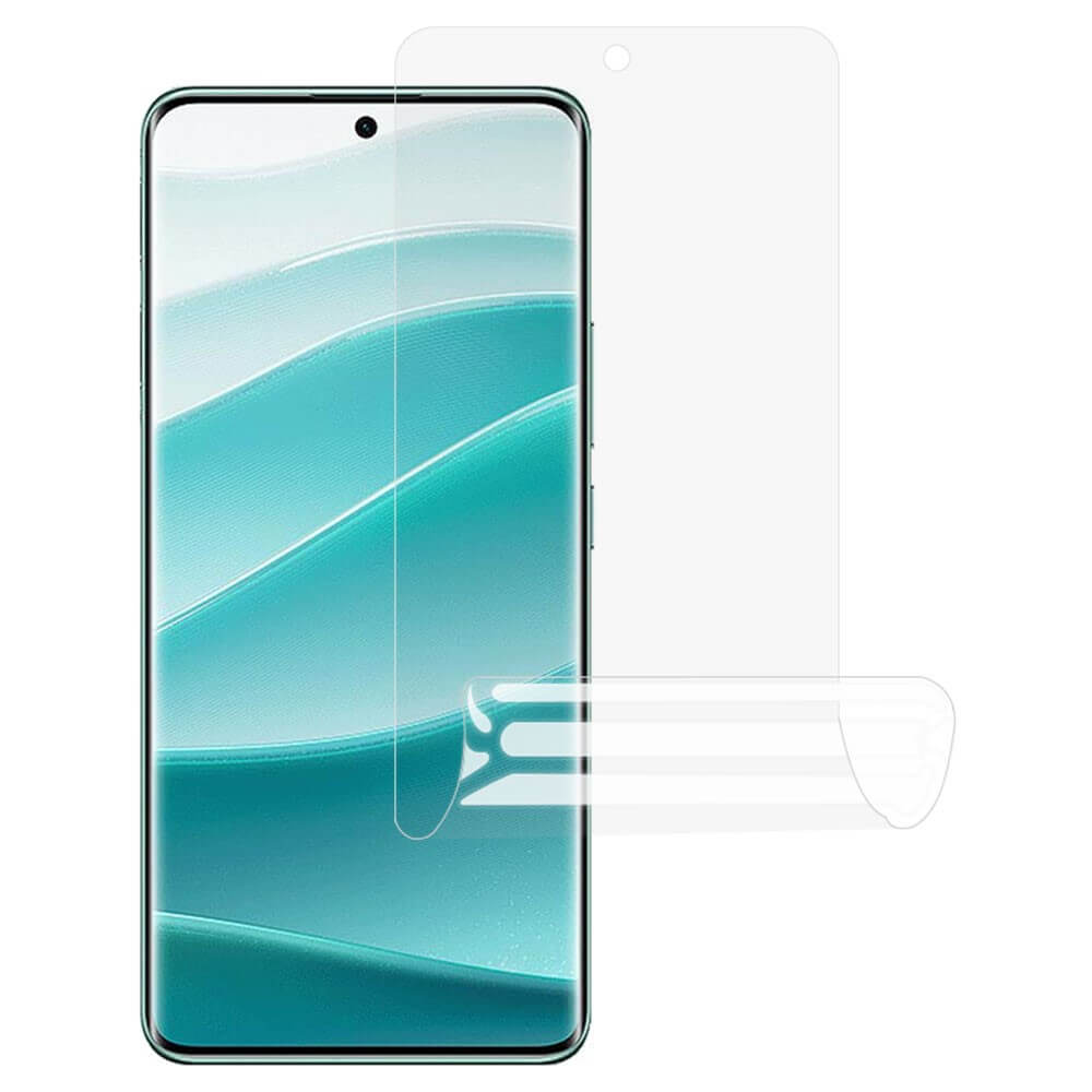 Ein Cover-Discount Display Schutz PET für Xiaomi Redmi Note 14 Pro 5G / Pro+ Plus / Poco X7 wird mit einem Glättwerkzeug aufgetragen.