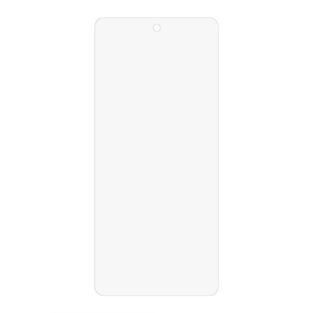 Die Cover-Discount OnePlus 13 – Display-Schutzfolie PET ist ein leeres rechteckiges Etikett mit abgerundeten Ecken und einem Loch oben in der Mitte, hergestellt aus strapazierfähigem, kratzfestem PET – perfekt für die Verwendung als Displayschutzfolie.