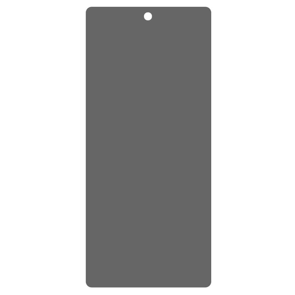 Ein schlichtes, rechteckiges graues Etikett mit abgerundeten Ecken und einem Loch oben in der Mitte, inspiriert vom eleganten Design des Cover-Discount Galaxy S25 Ultra – 2 Stk. Panzerglas Display Privacy Anti-Spy.
