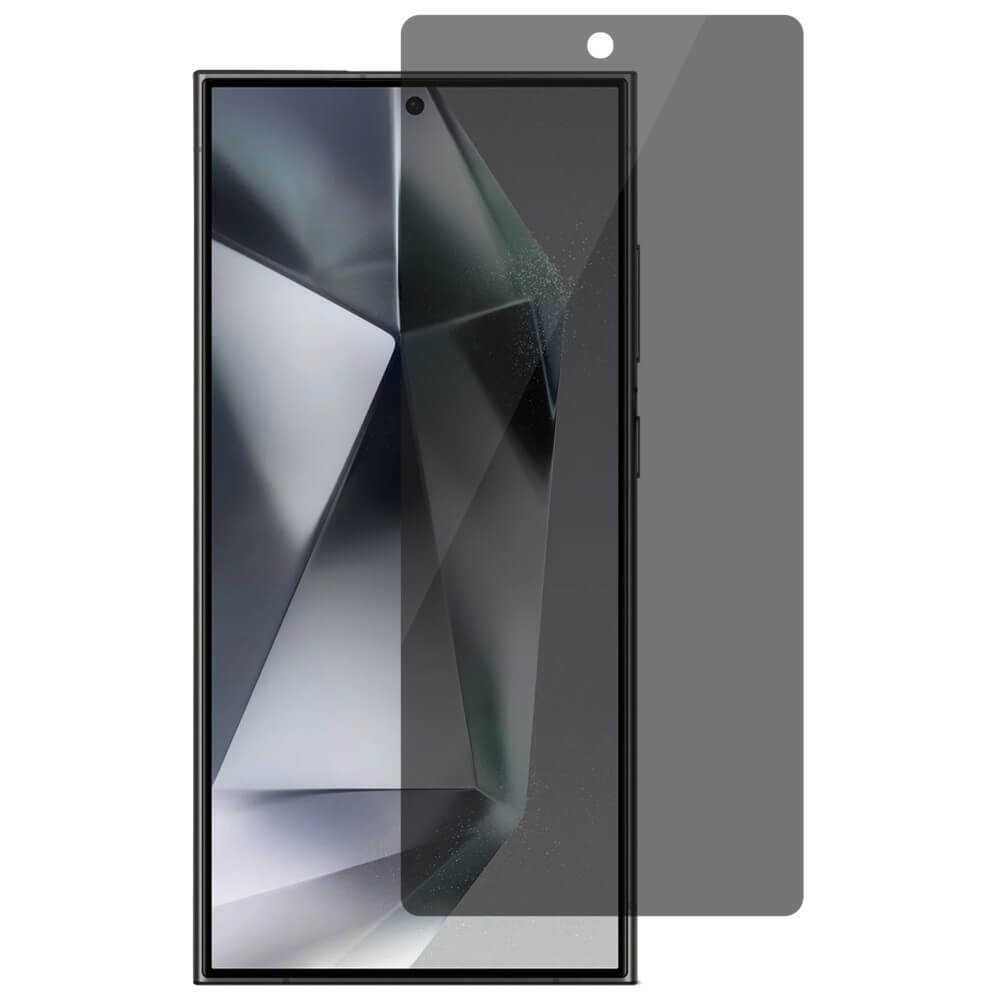 Ein Cover-Discount Galaxy S25 Ultra – 2 Stk. Panzerglas Display Privacy Anti-Spy Displayschutz deckt das Display des Telefons teilweise ab.
