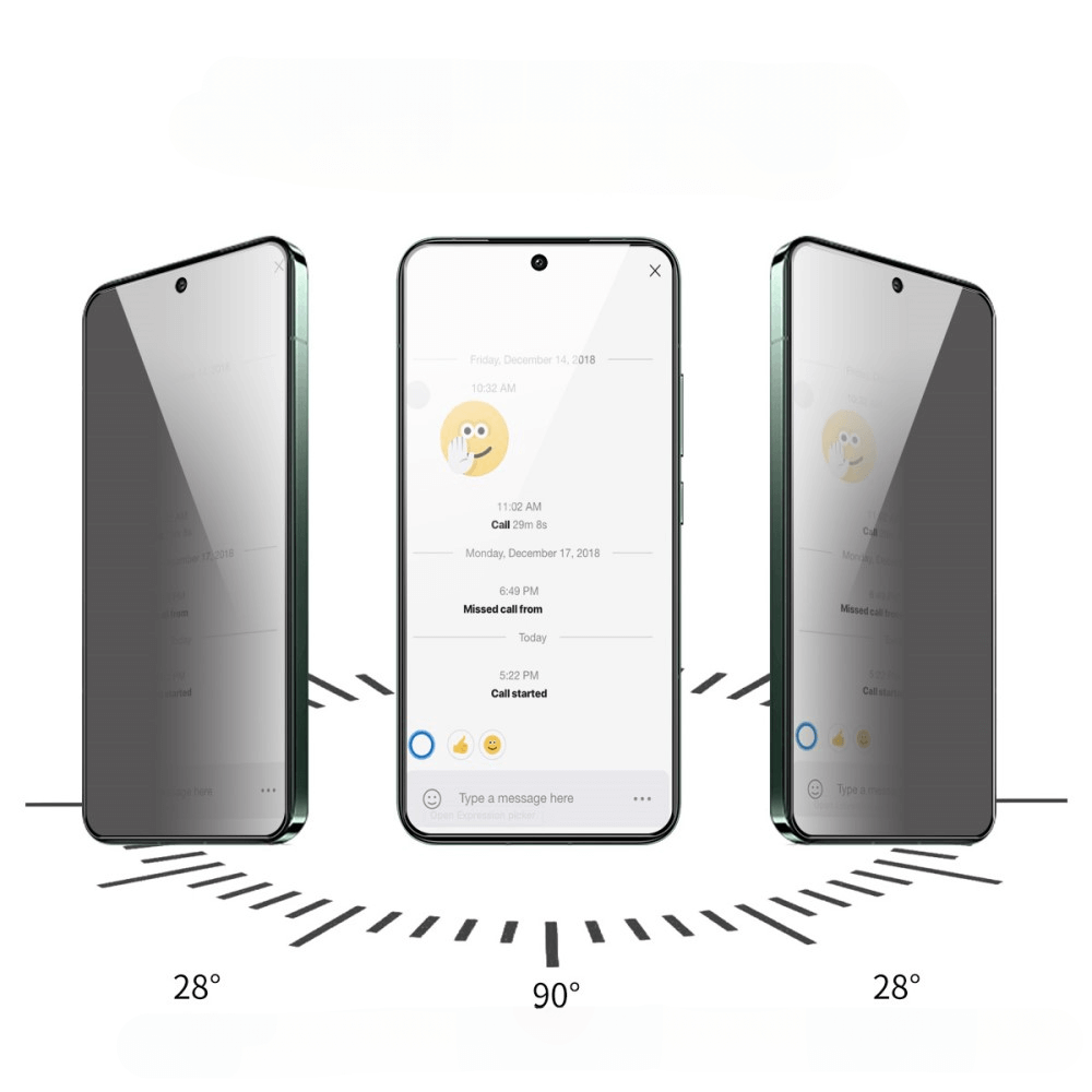 Drei iPhone 15 Pro Max-Geräte verfügen über den Cover-Discount Panzerglas Privacy Anti-Spy Displayschutz – nur von der Mitte aus sichtbar – für erstklassigen Displayschutz. Enthält 2 Stück.