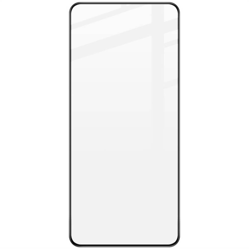 Das Imak Xiaomi Poco X7 Pro Panzerglas-Display verfügt über ein rechteckiges, klares Glas mit abgerundeten Ecken und einem schwarzen Rand – die ideale Displayschutzfolie für Ihr Gerät, die erstklassigen Schutz und Stil bietet.