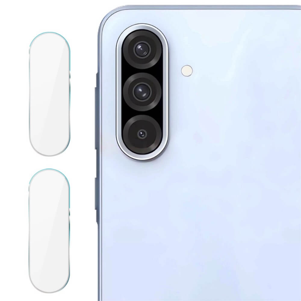 Nahaufnahme der Imak Galaxy A26 / A36 -Kamera mit zwei hochtransparenten Acryl-Linsenabdeckungen und hochwertigem gehärtetem Glas (2 Stück) für perfekten Kameraschutz.