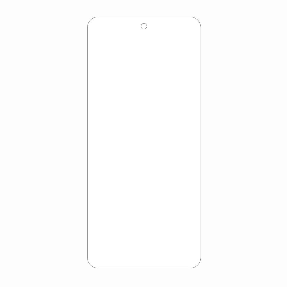 Minimalistische Frontansicht eines Smartphones mit zentralem, kreisförmigem Kameraausschnitt, inspiriert vom Xiaomi 15 Ultra und perfekt für die Verwendung mit dem Cover-Discount Xiaomi 15 Ultra – Hydrogel TPU Schutzfolie Display.