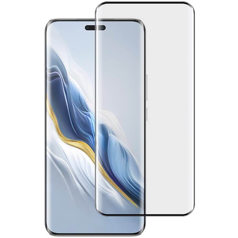 Eine Imak 9H Panzerglas Display Schutzfolie für das HONOR Magic6 Pro deckt den Bildschirm des Smartphones teilweise ab.