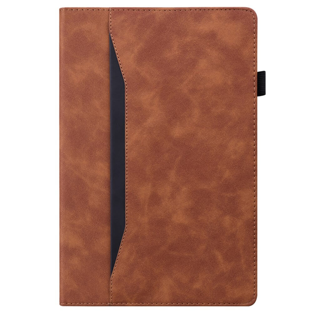 Cover-Discount Kindle Paperwhite 2024 - Etui mit Kartenfächern: Braun, mit diagonaler schwarzer Akzentlinie und praktischer Stiftschlaufe - stilvolle Schutzhülle für Ihr Gerät.