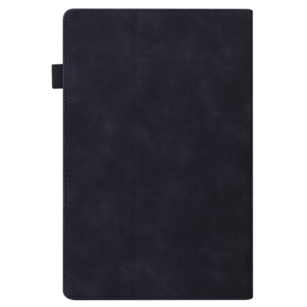 Ein geschlossenes schwarzes Kunstleder-Etui von Cover-Discount für den Kindle Paperwhite 2024, mit Kartenfächern und einer Stiftschlaufe auf der linken Seite.